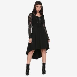 Tripp NYC Black Double Corset Hi Low Hem Dress Lace Medium Grunge